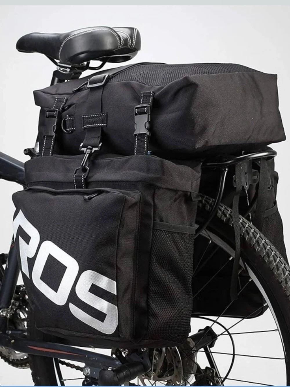 Black Bike Rear Rack Bag - Versatile Bicycle Pannier